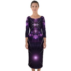 Fractal Purple Elements Violet Quarter Sleeve Midi Bodycon Dress