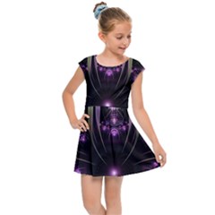 Fractal Purple Elements Violet Kids Cap Sleeve Dress