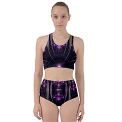Fractal Purple Elements Violet Racer Back Bikini Set