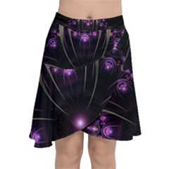 Fractal Purple Elements Violet Chiffon Wrap Front Skirt