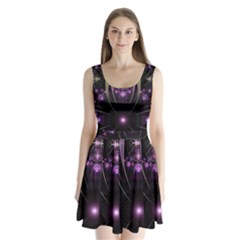 Fractal Purple Elements Violet Split Back Mini Dress 