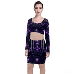 Fractal Purple Elements Violet Top and Skirt Sets
