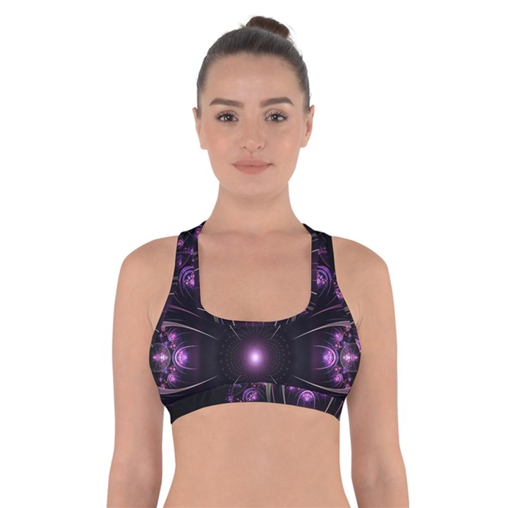 Fractal Purple Elements Violet Cross Back Sports Bra