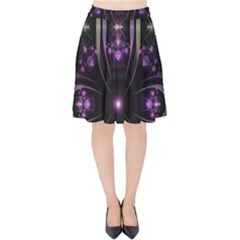 Fractal Purple Elements Violet Velvet High Waist Skirt