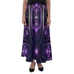 Fractal Purple Elements Violet Flared Maxi Skirt