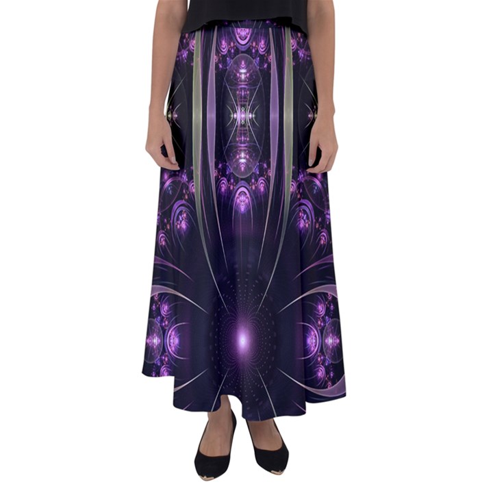 Fractal Purple Elements Violet Flared Maxi Skirt