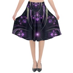 Fractal Purple Elements Violet Flared Midi Skirt