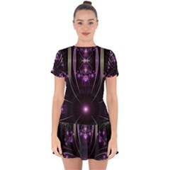 Fractal Purple Elements Violet Drop Hem Mini Chiffon Dress