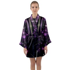 Fractal Purple Elements Violet Long Sleeve Kimono Robe