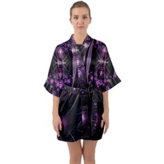 Fractal Purple Elements Violet Quarter Sleeve Kimono Robe