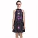 Fractal Purple Elements Violet Velvet Halter Neckline Dress  View1