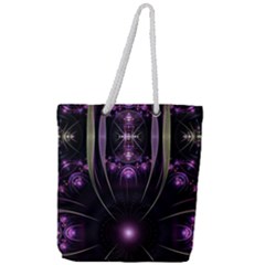 Fractal Purple Elements Violet Full Print Rope Handle Tote (Large)