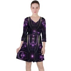 Fractal Purple Elements Violet Ruffle Dress