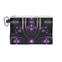 Fractal Purple Elements Violet Canvas Cosmetic Bag (Medium)