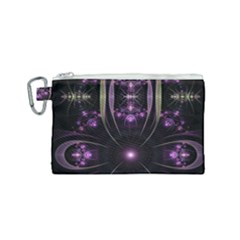 Fractal Purple Elements Violet Canvas Cosmetic Bag (Small)