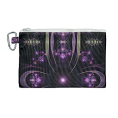 Fractal Purple Elements Violet Canvas Cosmetic Bag (Large)