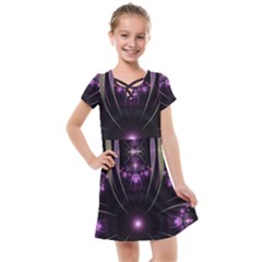 Fractal Purple Elements Violet Kids  Cross Web Dress