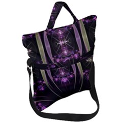 Fractal Purple Elements Violet Fold Over Handle Tote Bag