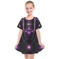 Fractal Purple Elements Violet Kids  Smock Dress