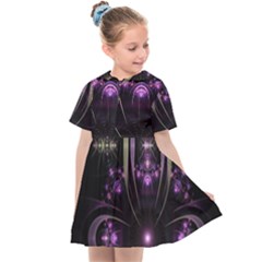 Fractal Purple Elements Violet Kids  Sailor Dress