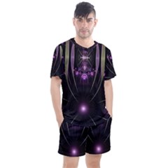 Fractal Purple Elements Violet Men s Mesh Tee and Shorts Set
