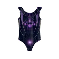 Fractal Purple Elements Violet Kids  Frill Swimsuit