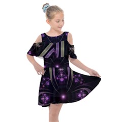Fractal Purple Elements Violet Kids  Shoulder Cutout Chiffon Dress