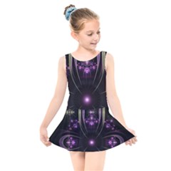 Fractal Purple Elements Violet Kids  Skater Dress Swimsuit