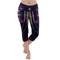 Fractal Purple Elements Violet Lightweight Velour Capri Yoga Leggings