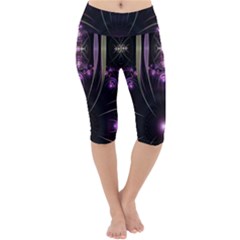 Fractal Purple Elements Violet Lightweight Velour Cropped Yoga Leggings