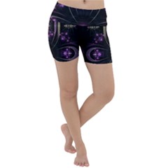 Fractal Purple Elements Violet Lightweight Velour Yoga Shorts