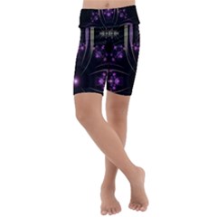 Fractal Purple Elements Violet Kids  Lightweight Velour Cropped Yoga Leggings