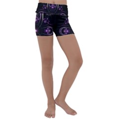 Fractal Purple Elements Violet Kids  Lightweight Velour Yoga Shorts