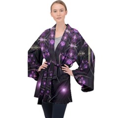 Fractal Purple Elements Violet Velvet Kimono Robe