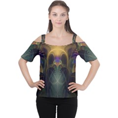 Fractal Colorful Pattern Design Cutout Shoulder Tee