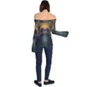 Fractal Colorful Pattern Design Off Shoulder Long Sleeve Top View2