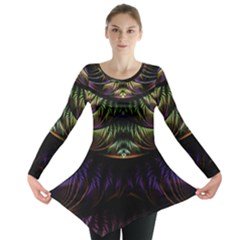 Fractal Colorful Pattern Fantasy Long Sleeve Tunic  by Wegoenart