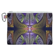 Fractal Blue Tin Pattern Texture Canvas Cosmetic Bag (xl)