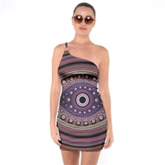 Fractal Pink Eye Fantasy Pattern One Soulder Bodycon Dress