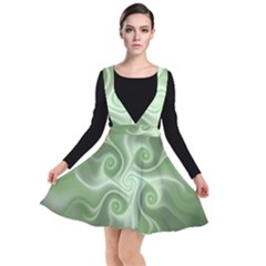 Fractal Green White St Patricks Day Plunge Pinafore Dress by Wegoenart