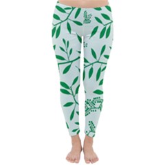 Leaves Foliage Green Wallpaper Classic Winter Leggings