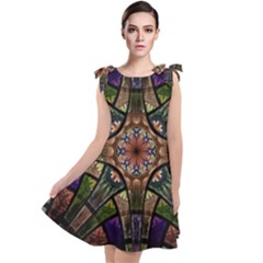 Fractal Detail Elements Pattern Tie Up Tunic Dress by Wegoenart