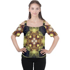 Fractal Yellow Gold Decorative Cutout Shoulder Tee