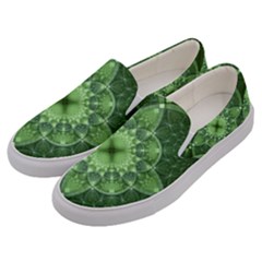 Fractal Green St Patrick S Day Men s Canvas Slip Ons by Wegoenart