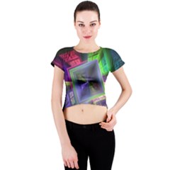 Perspective Technology Fractal Crew Neck Crop Top by Wegoenart