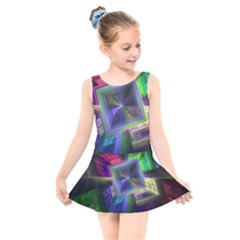 Perspective Technology Fractal Kids  Skater Dress Swimsuit by Wegoenart