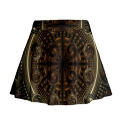 Fractal Circle Globes Geometric Mini Flare Skirt by Wegoenart