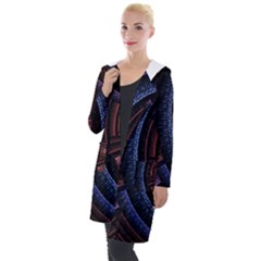 Fractal Circle Pattern Curve Hooded Pocket Cardigan