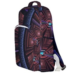 Fractal Circle Pattern Curve Double Compartment Backpack by Wegoenart