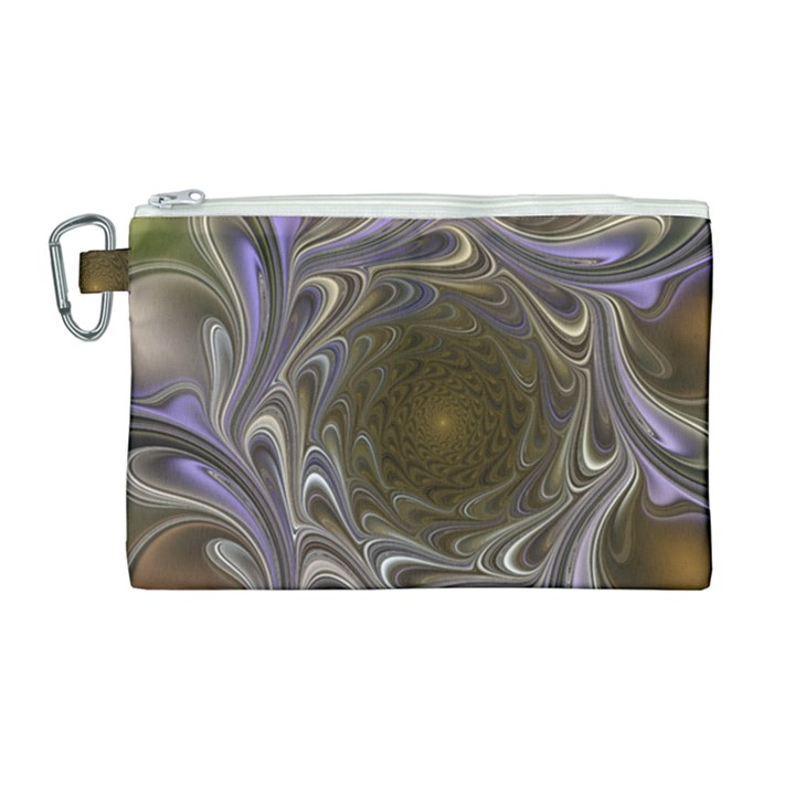 Fractal Waves Whirls Modern Canvas Cosmetic Bag (Large)